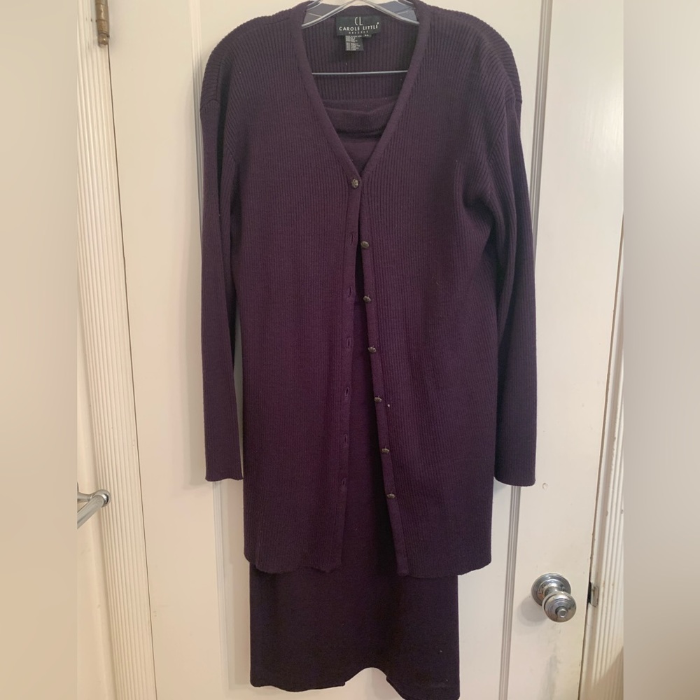 Carole Little 90’s two piece brown knit dress